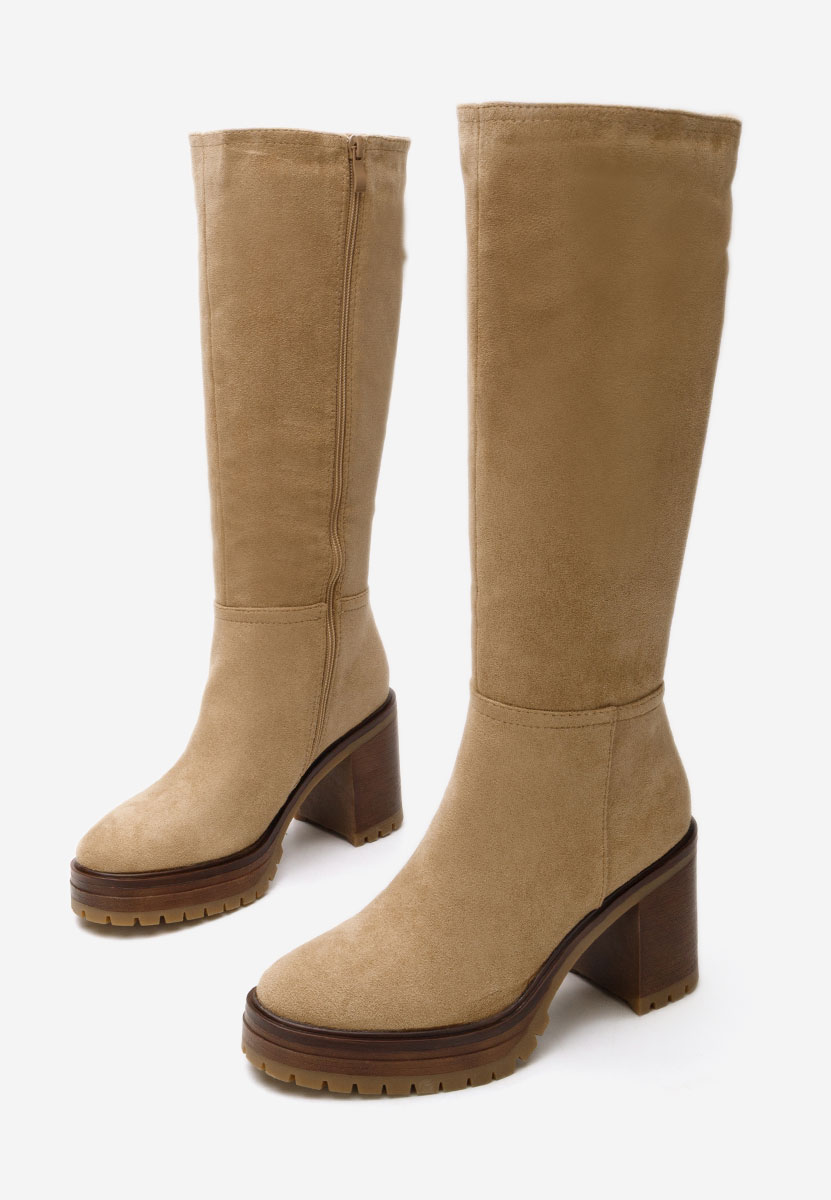 Khaki kozačky na podpatku Darrina V2