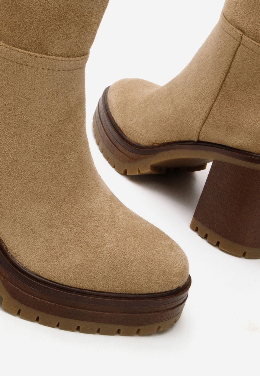 Khaki kozačky na podpatku Darrina V2