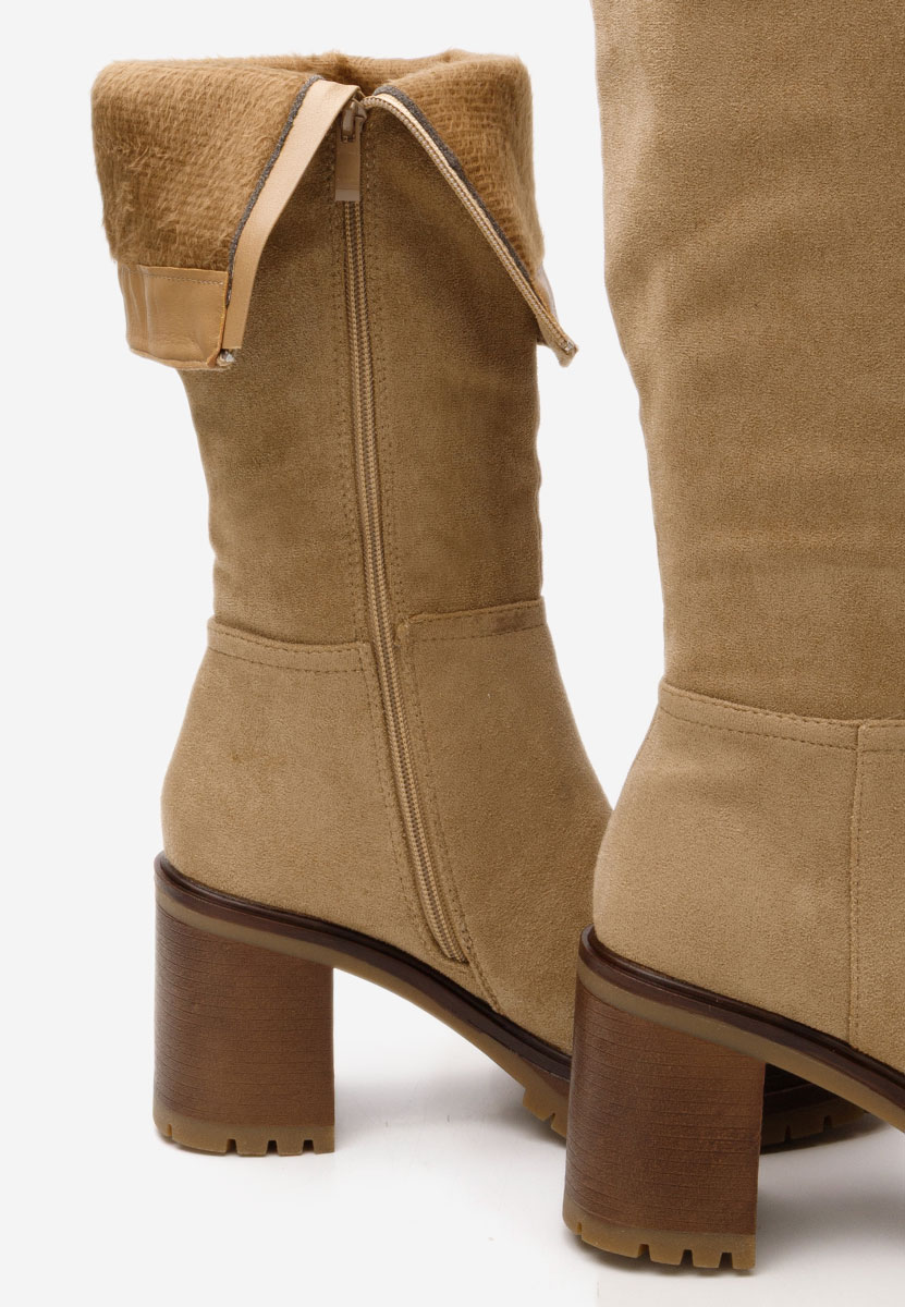 Khaki kozačky na podpatku Darrina V2