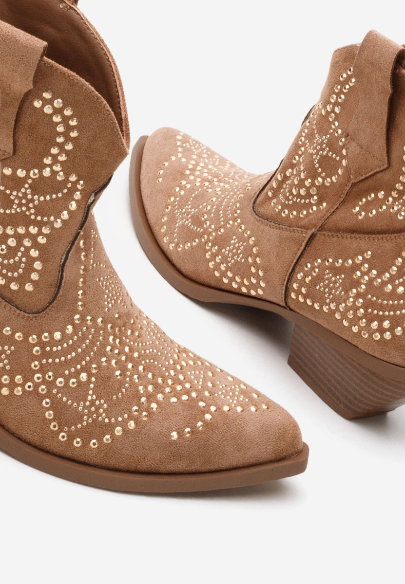 Camelové kotníkové boty cowboy Ninna