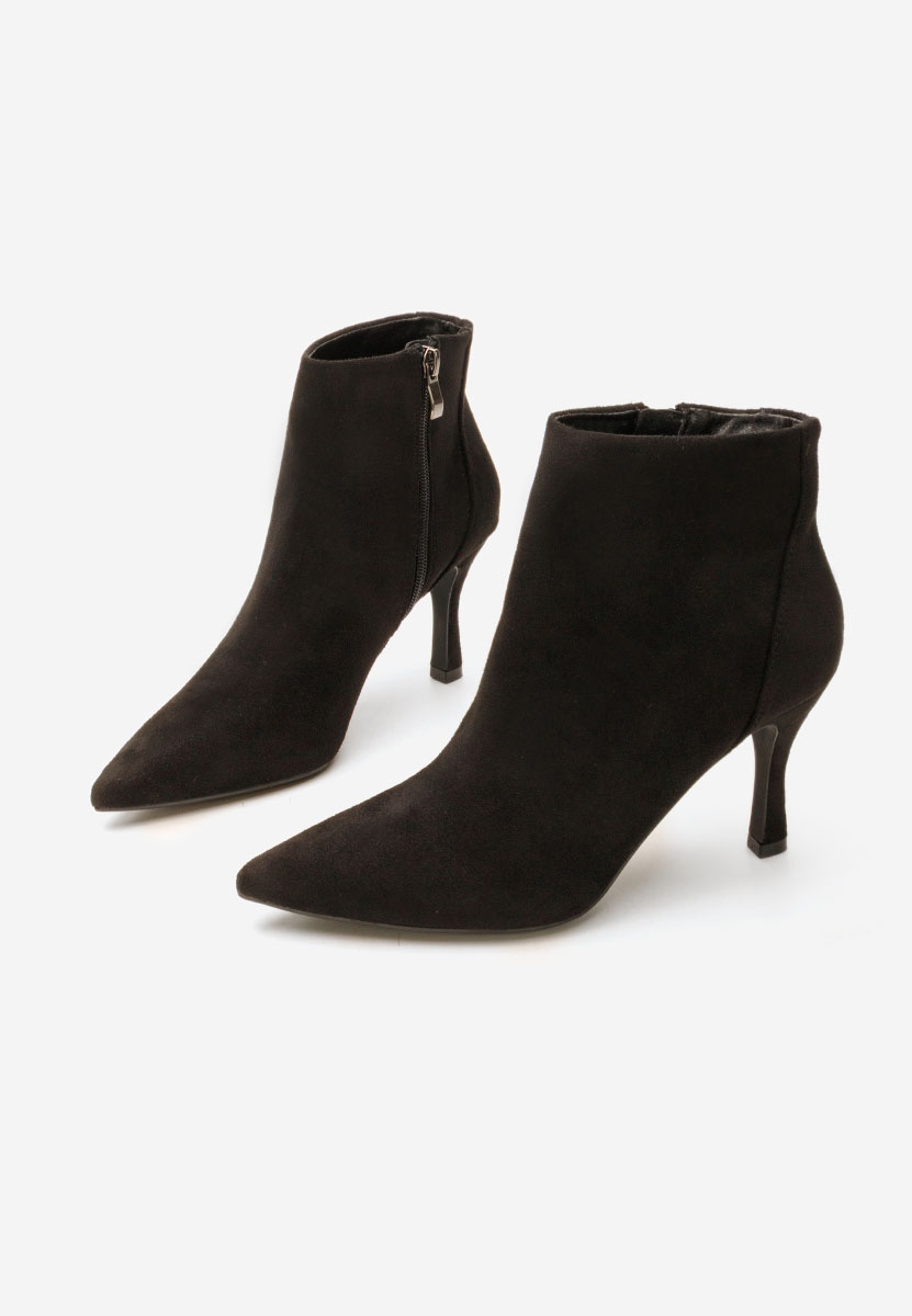 Černé kotníkové boty na vysokém podpatku Jinna