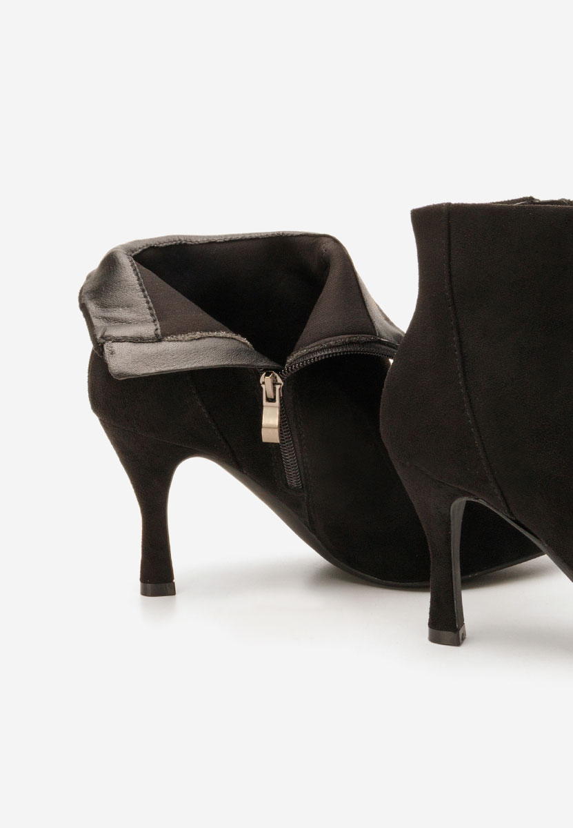 Černé kotníkové boty na vysokém podpatku Jinna