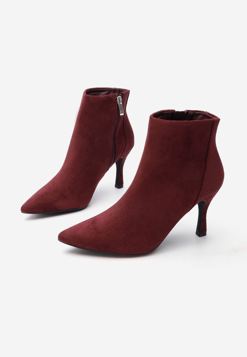 Bordové kotníkové boty na vysokém podpatku Jinna