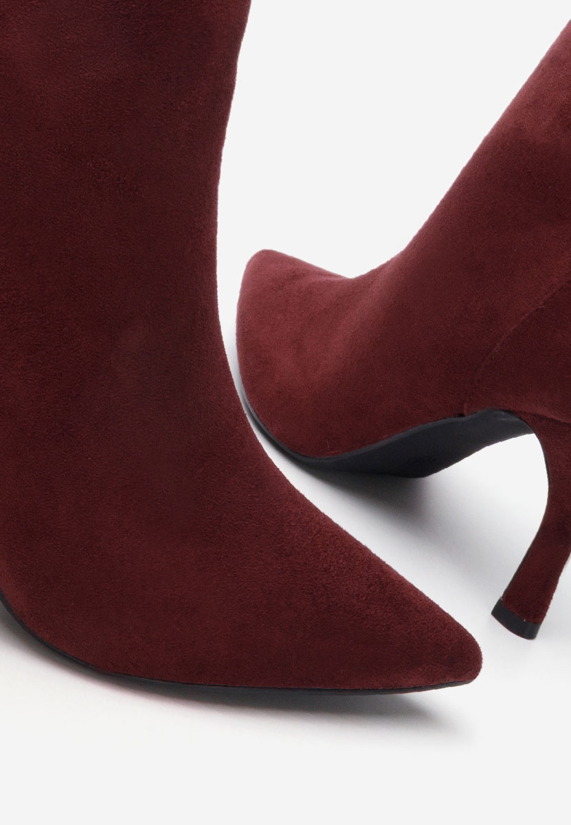 Bordové kotníkové boty na vysokém podpatku Jinna