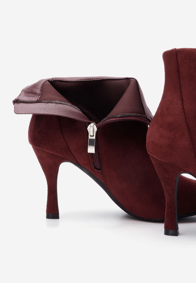 Bordové kotníkové boty na vysokém podpatku Jinna