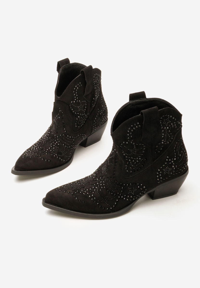 Černé kotníkové boty cowboy Ninna