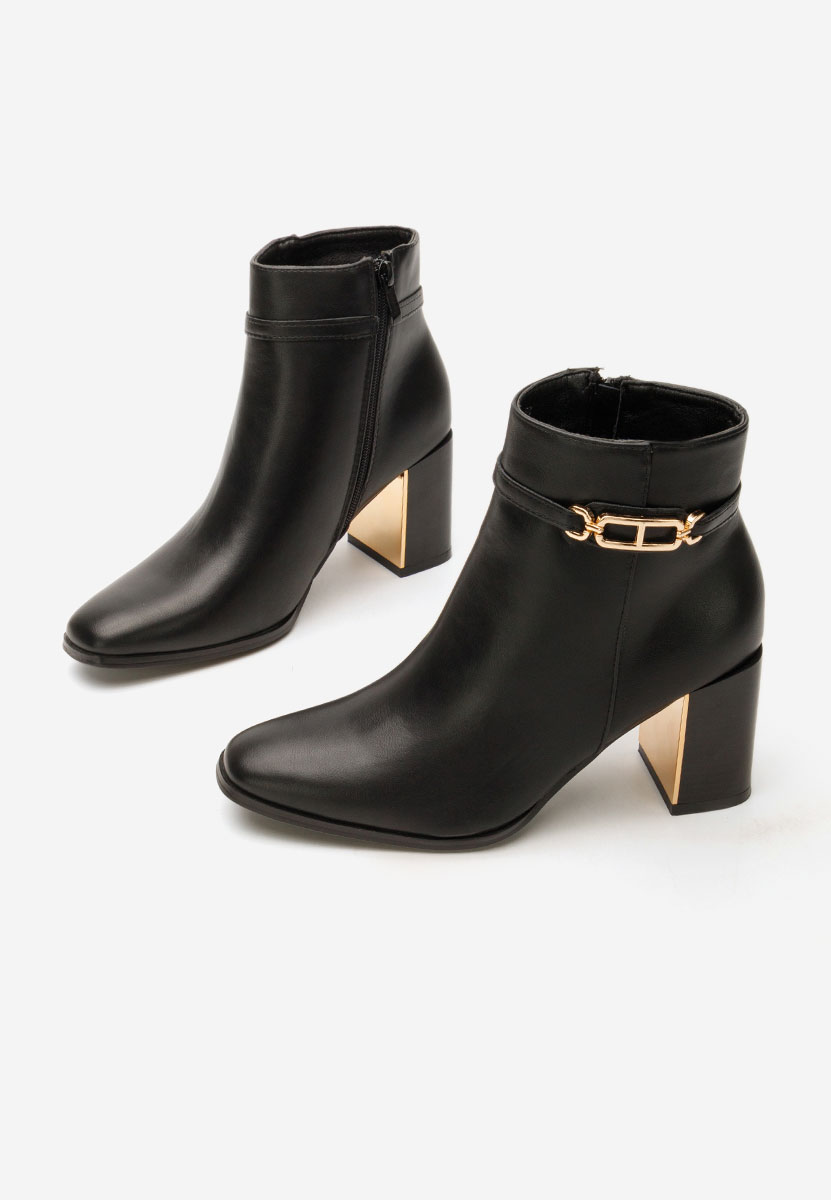 Černé kotníkové boty na podpatku Arletta