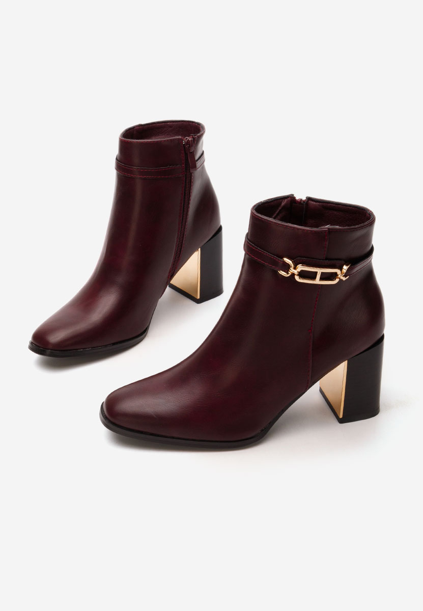 Bordové kotníkové boty na podpatku Arletta