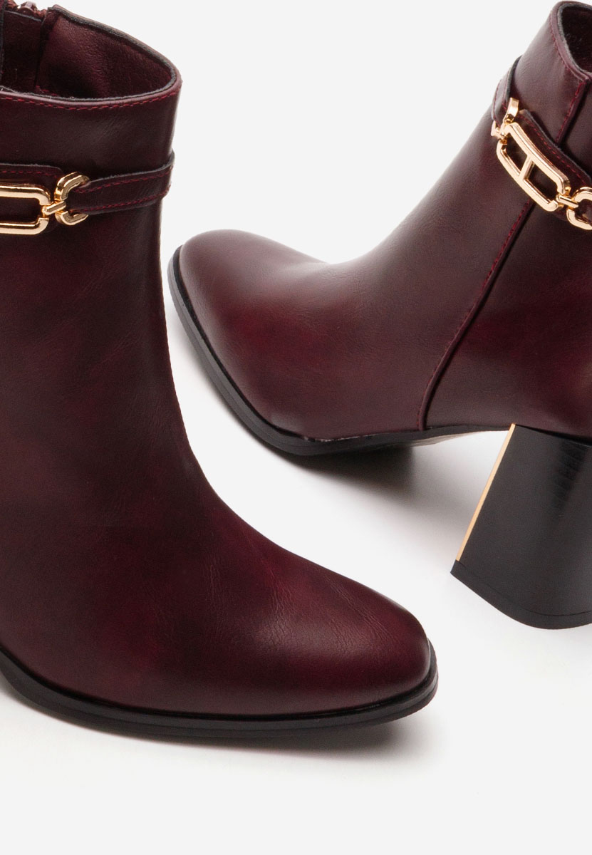 Bordové kotníkové boty na podpatku Arletta