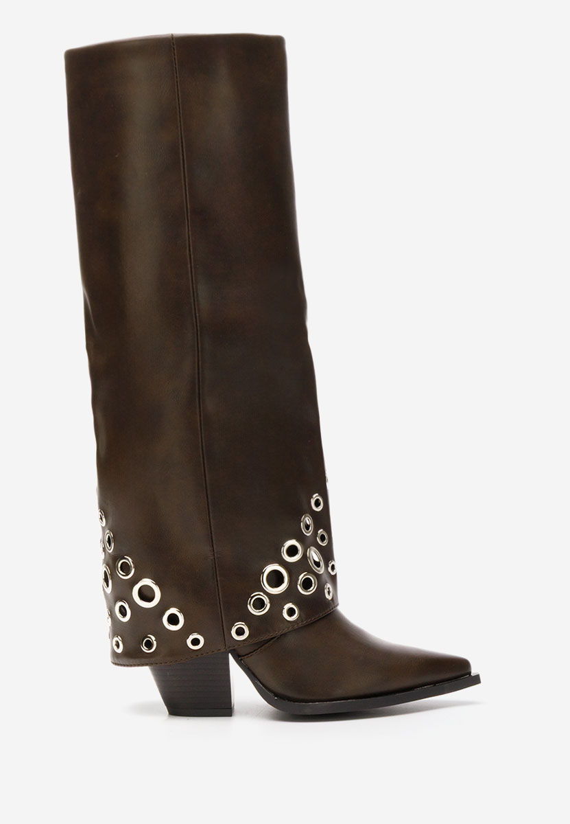 Hnedé kozačky na podpatku Tovia