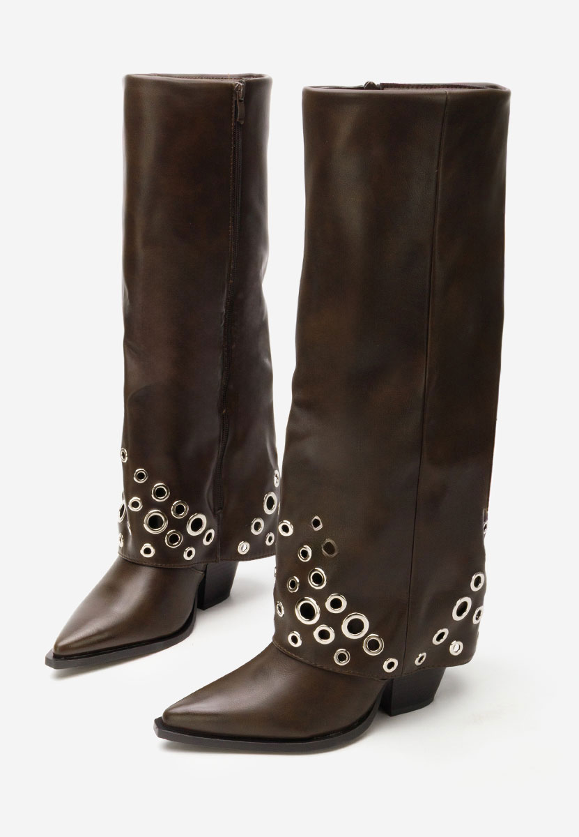 Hnedé kozačky na podpatku Tovia