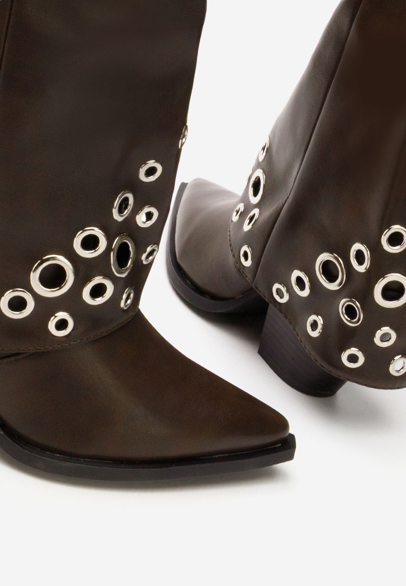 Hnedé kozačky na podpatku Tovia