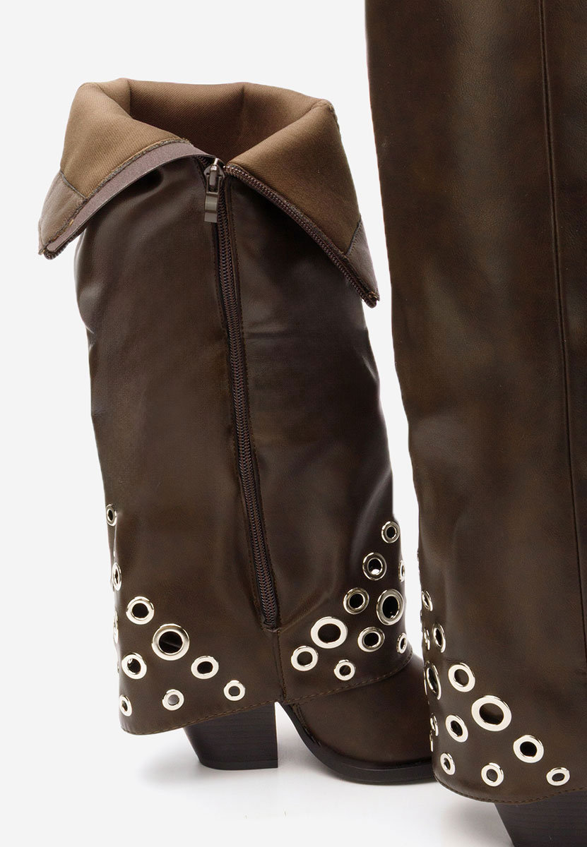 Hnedé kozačky na podpatku Tovia