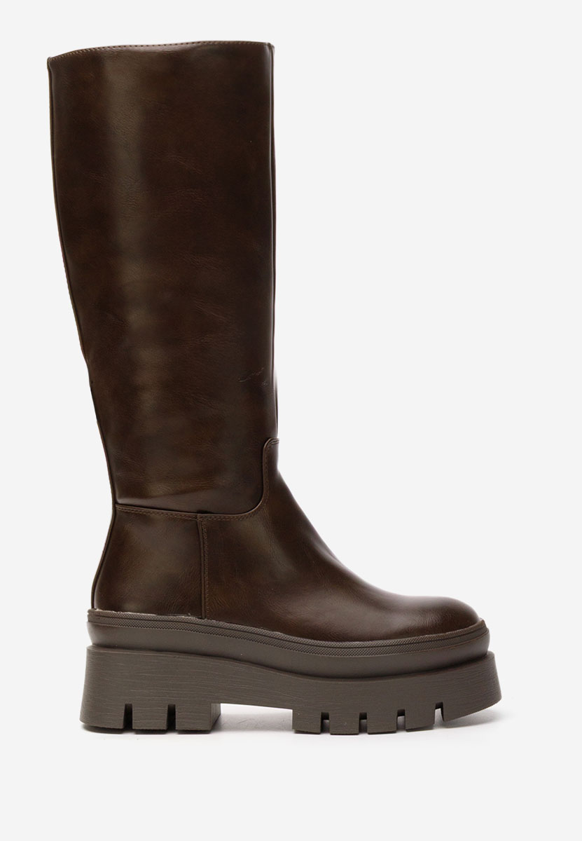 Hnedé kozačky na platformě Contesa