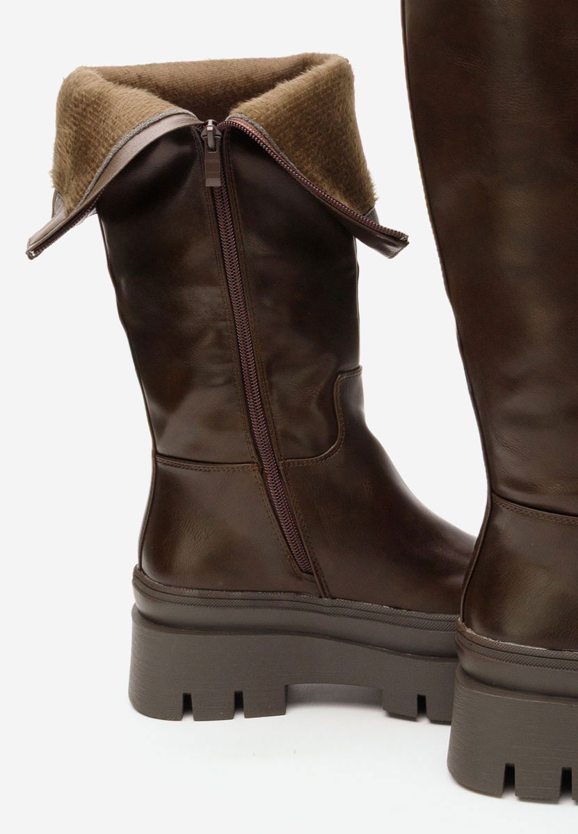 Hnedé kozačky na platformě Contesa