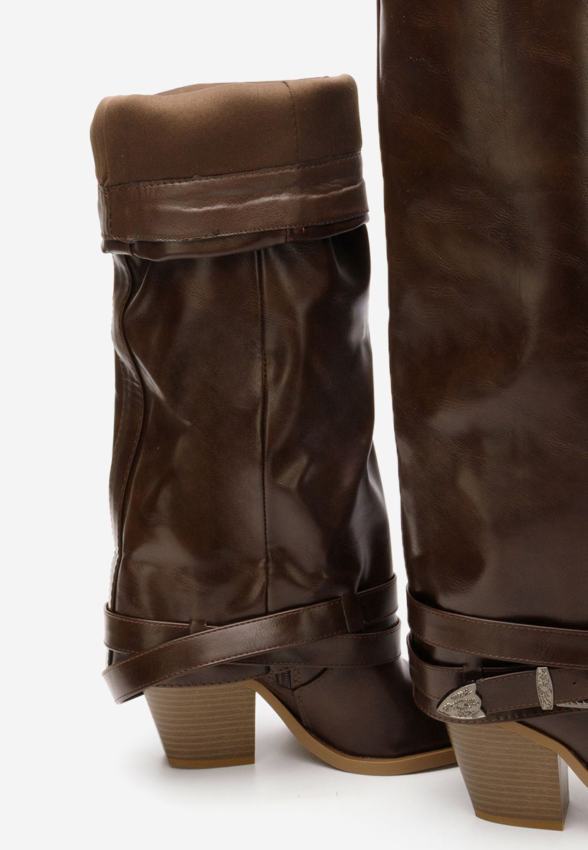 Hnedé kozačky na podpatku Bretia