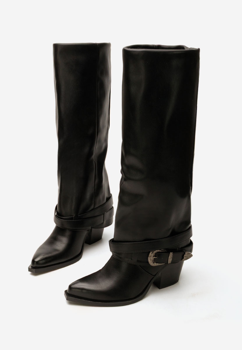 Černá kozačky na podpatku Bretia