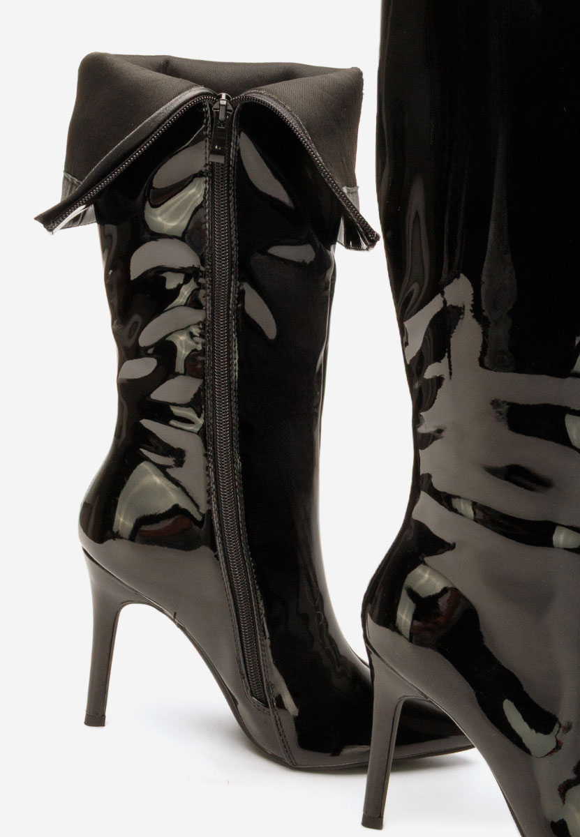 Černé kozačky na jehlovém podpatku Kiva