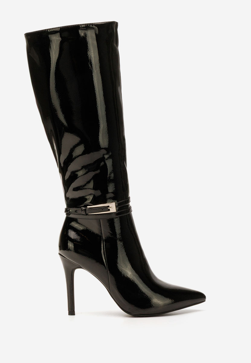 Černé kozačky na jehlovém podpatku Nivora