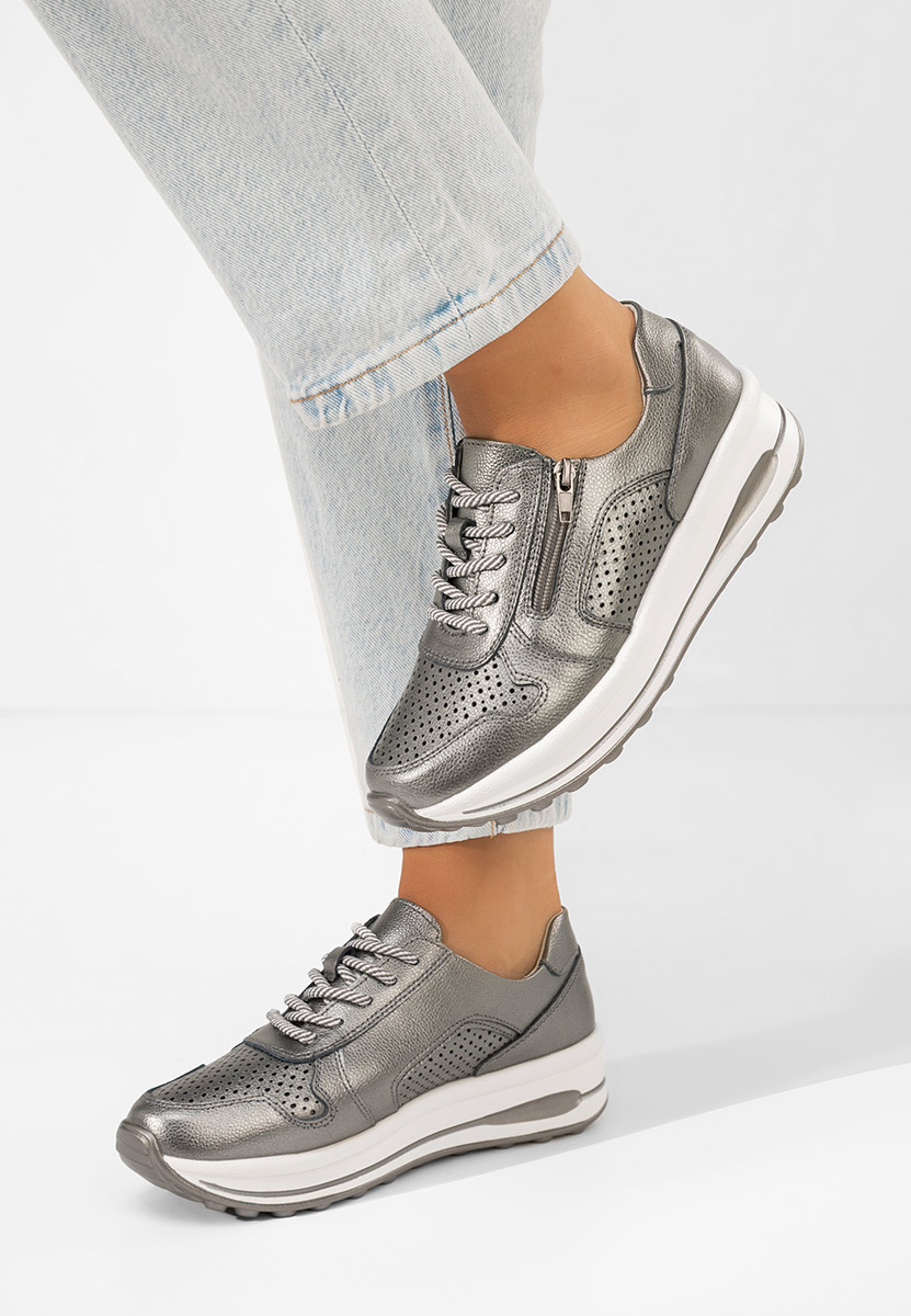 Stribrné kožené dámské sneakersy Cidra