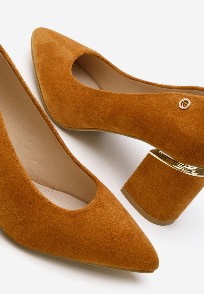 Khaki lodičky na hrubém podpatku Nelia V5