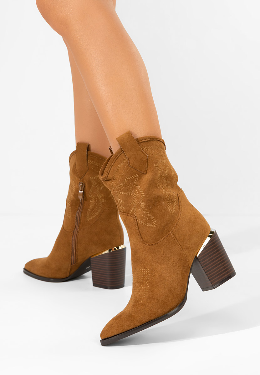 Camelové kotníkové boty cowboy Sudera