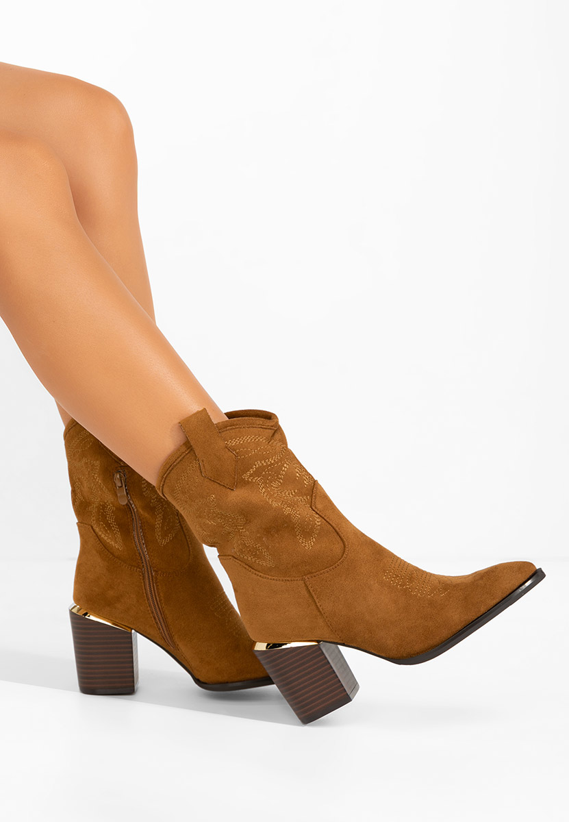 Camelové kotníkové boty cowboy Sudera