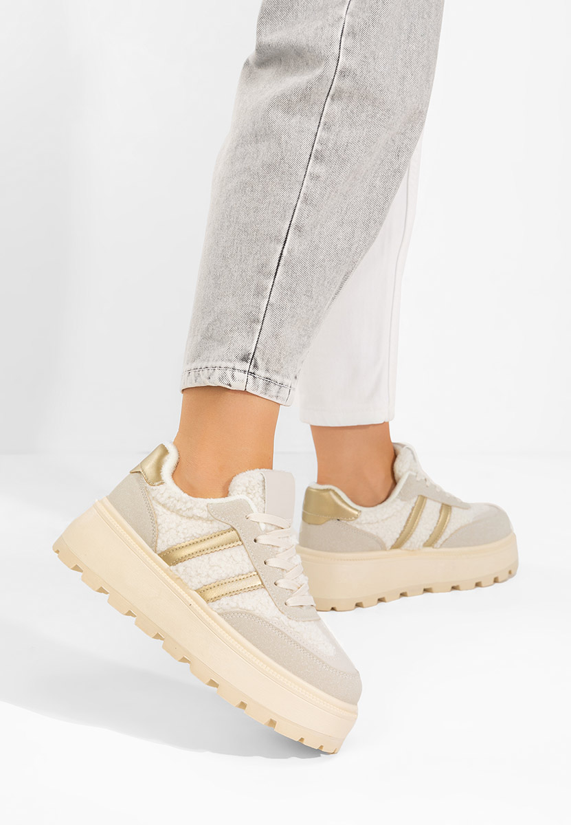 Béžové dámské tenisky na platformě Janeia