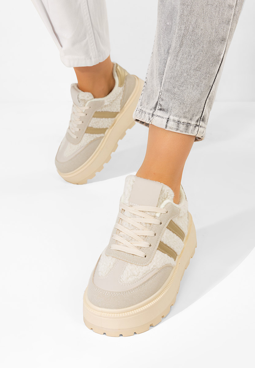 Béžové dámské tenisky na platformě Janeia