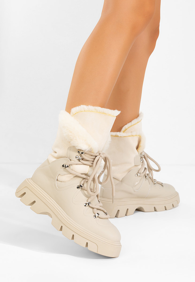 Béžové kotníkové zimní boty Celima