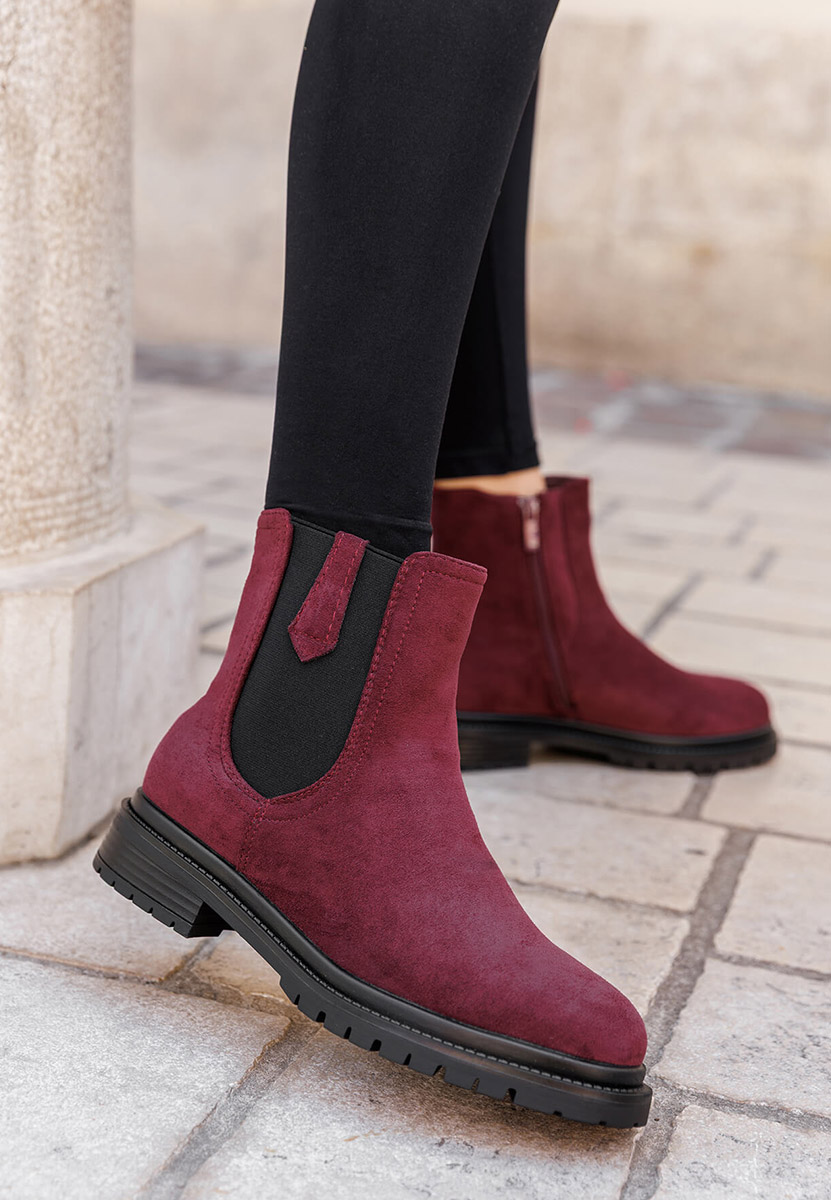 Bordové dámské kotníková obuv Nevea