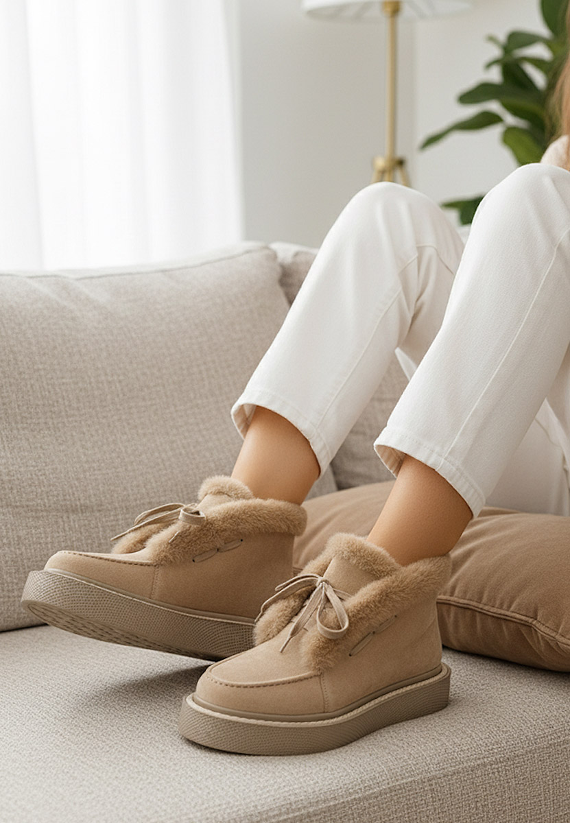 Béžové kotníkové zimní boty Hazey