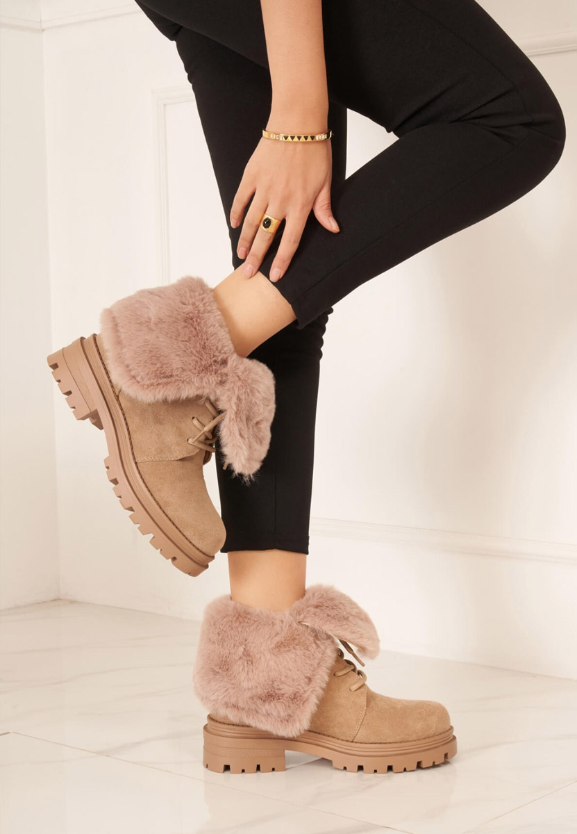 Khaki kotníkové zimní boty Lolia