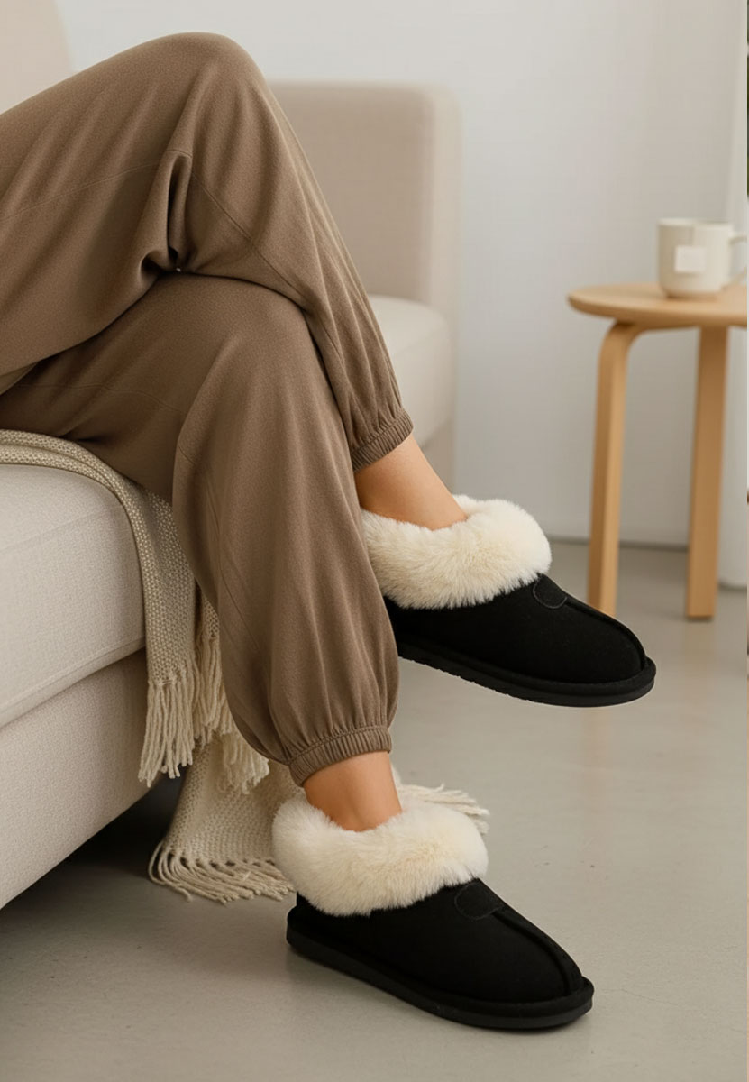 Černé domácí pantofle Olaria