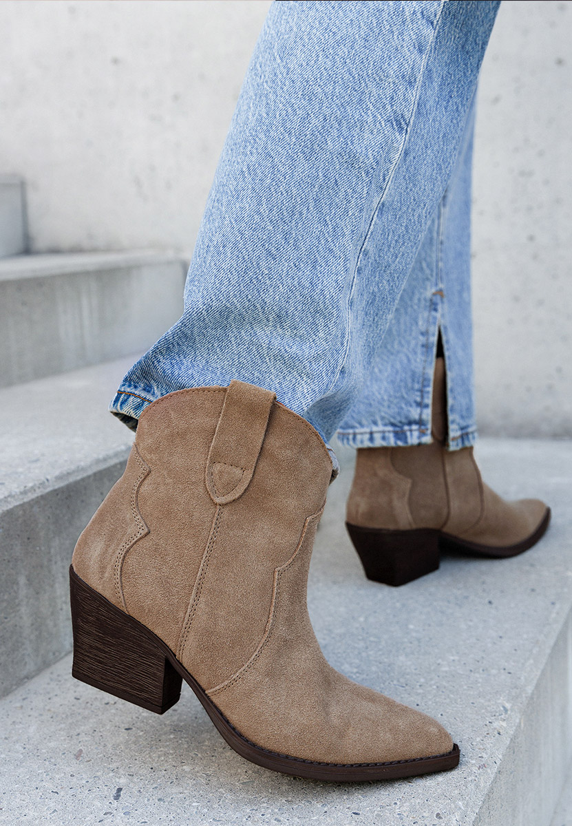 Khaki kotníkové boty cowboy Glavira