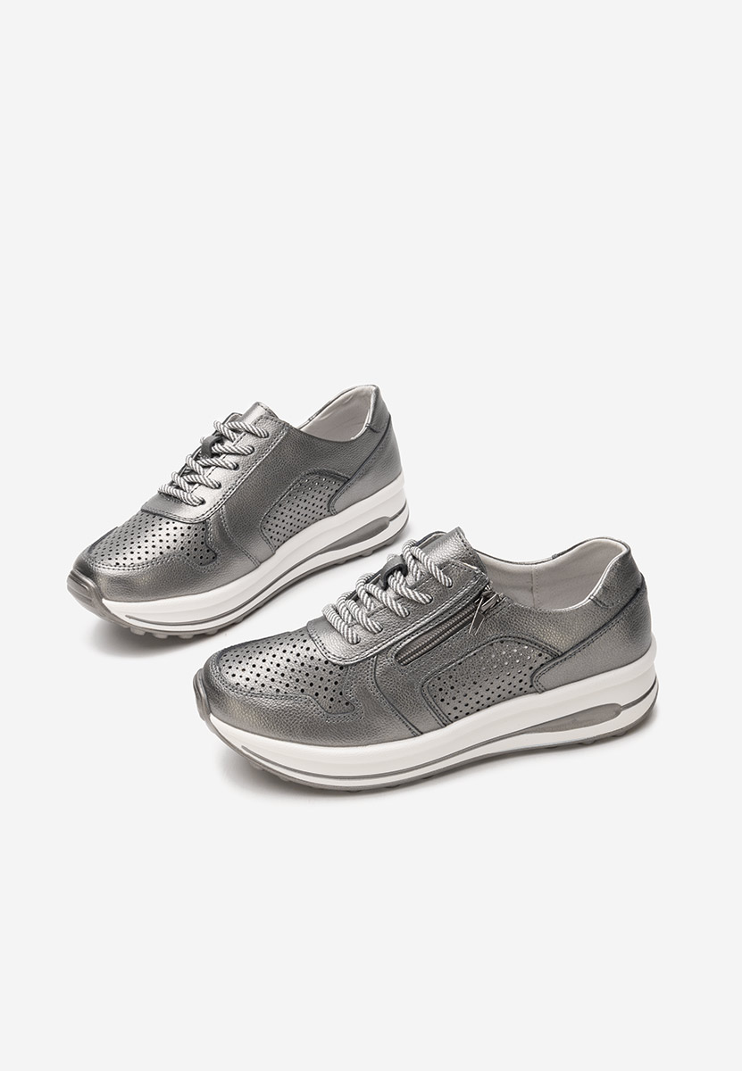 Stribrné kožené dámské sneakersy Cidra