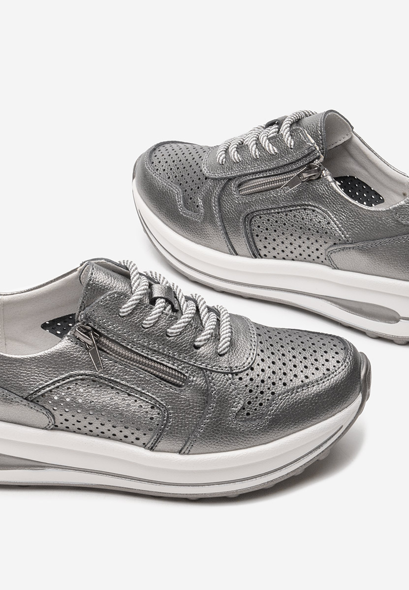 Stribrné kožené dámské sneakersy Cidra