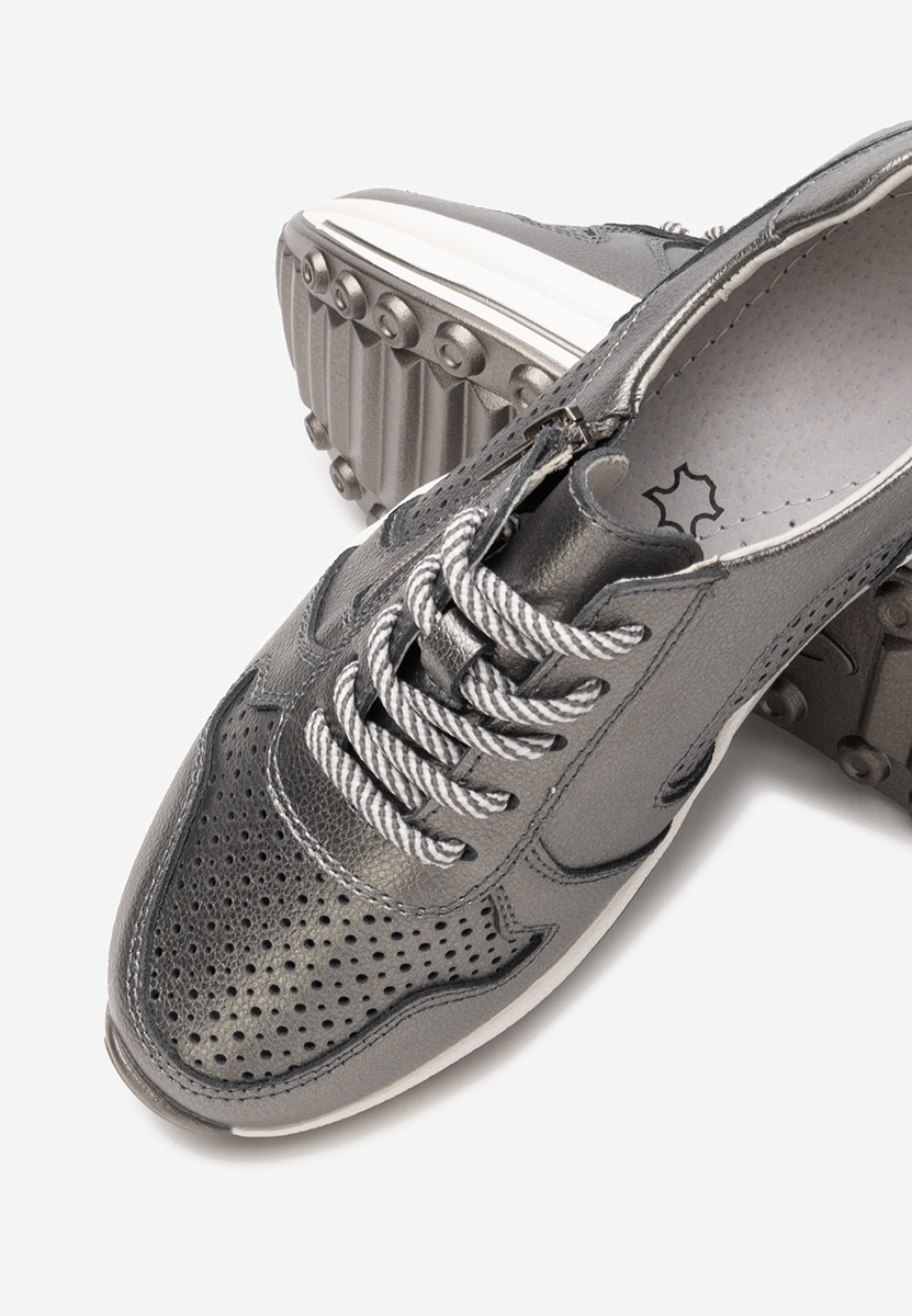 Stribrné kožené dámské sneakersy Cidra