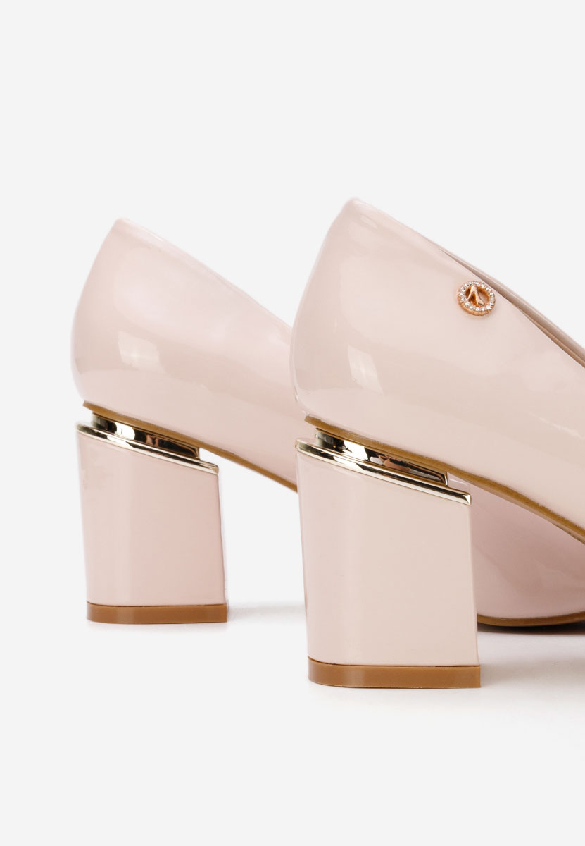 Béžové lodičky na hrubém podpatku Nelia V6