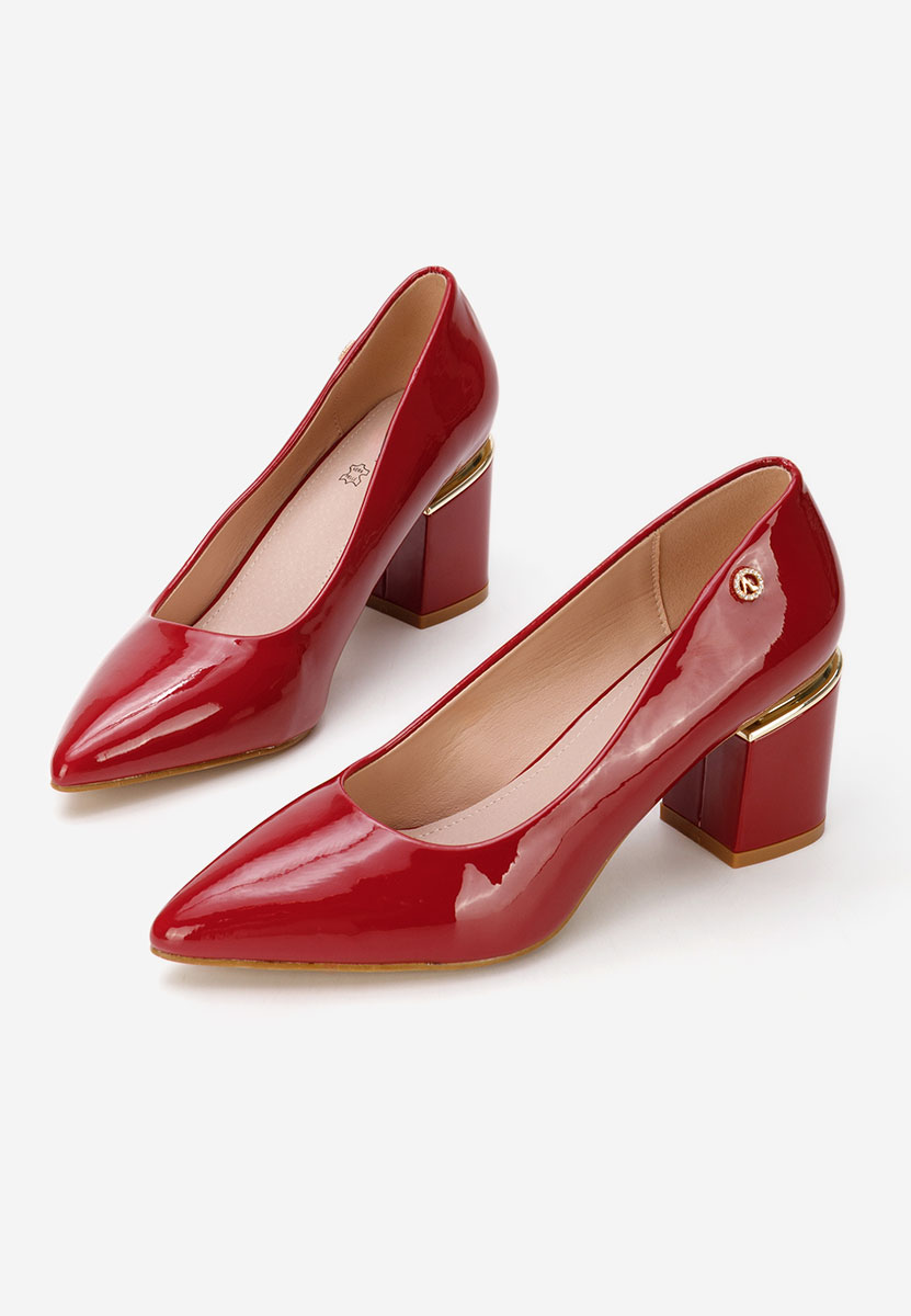 Červené lodičky na hrubém podpatku Nelia V6