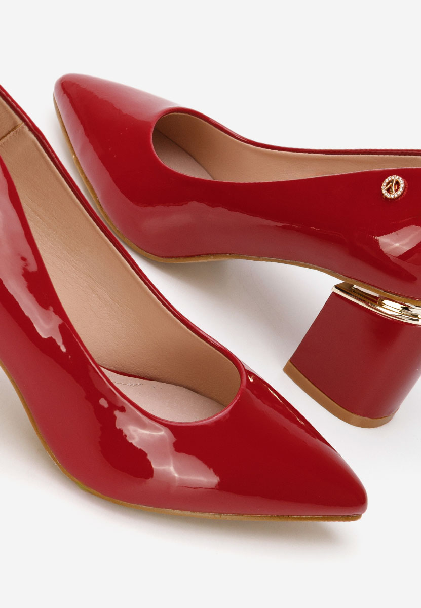 Červené lodičky na hrubém podpatku Nelia V6