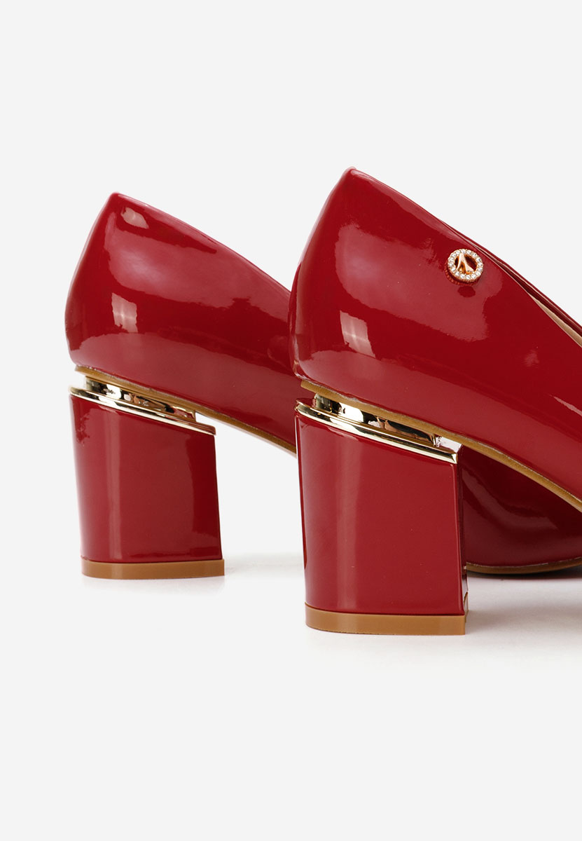 Červené lodičky na hrubém podpatku Nelia V6