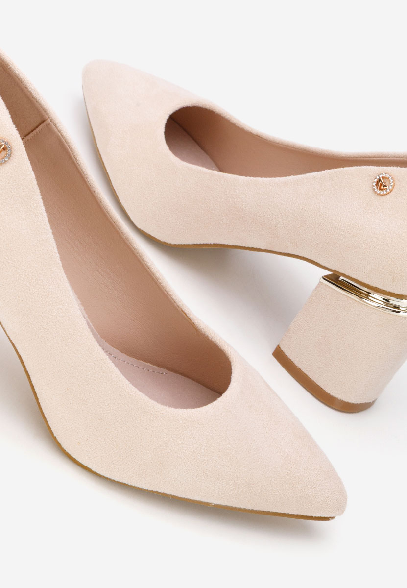 Béžové lodičky na hrubém podpatku Nelia V5