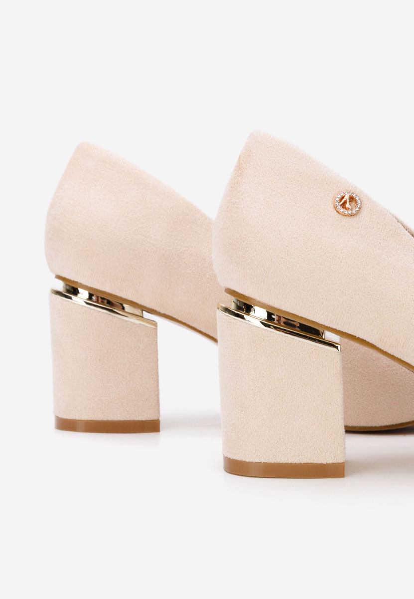 Béžové lodičky na hrubém podpatku Nelia V5