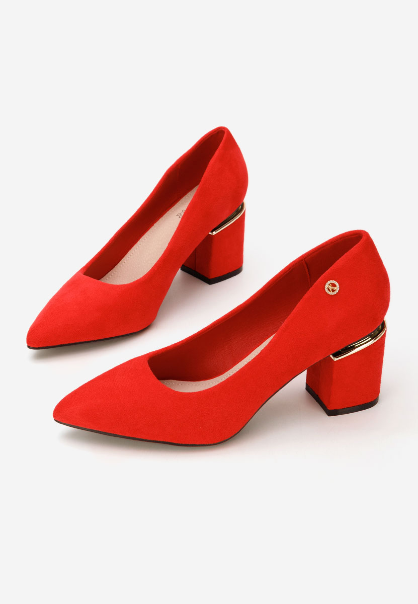 Červené lodičky na hrubém podpatku Nelia V5