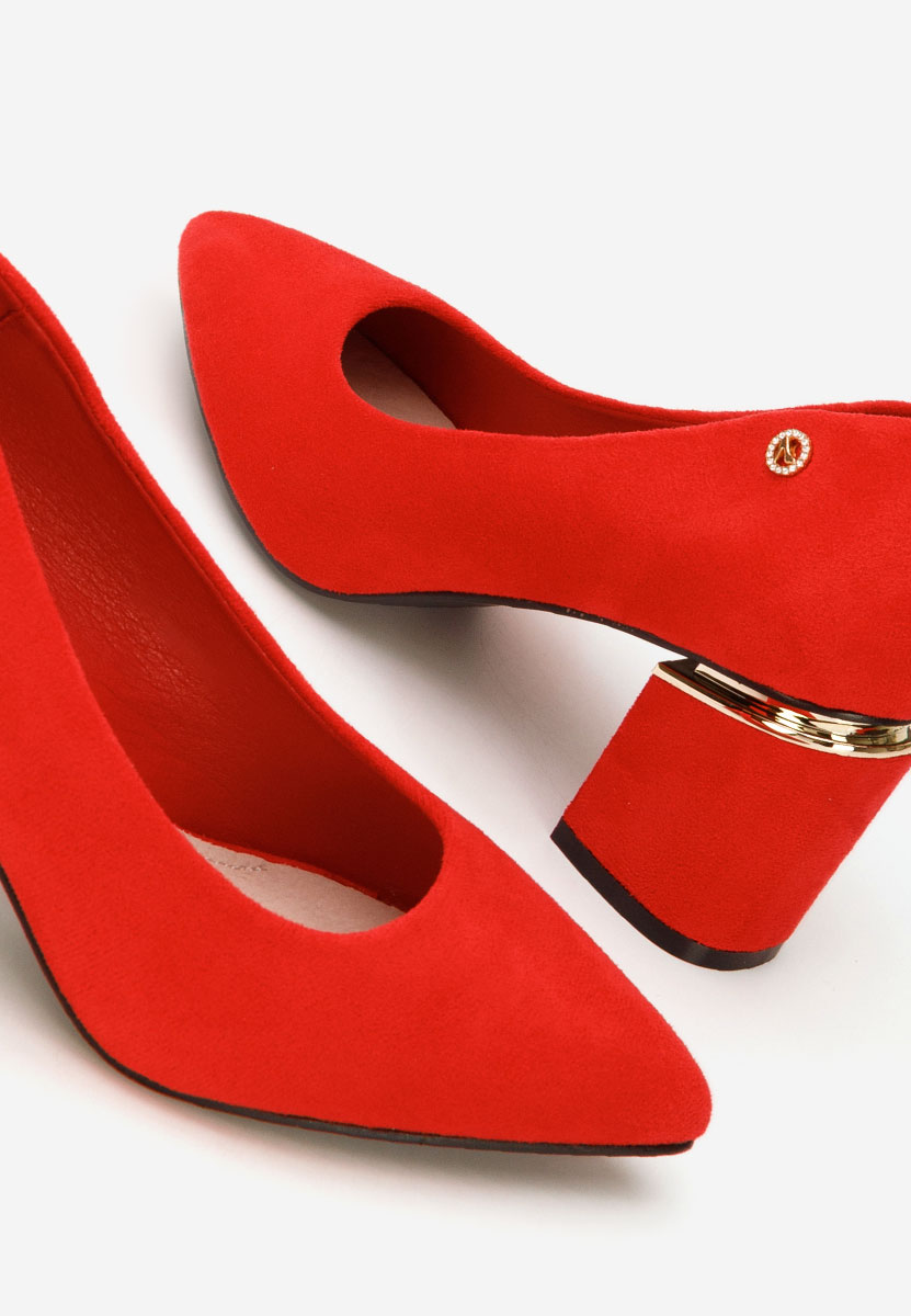 Červené lodičky na hrubém podpatku Nelia V5