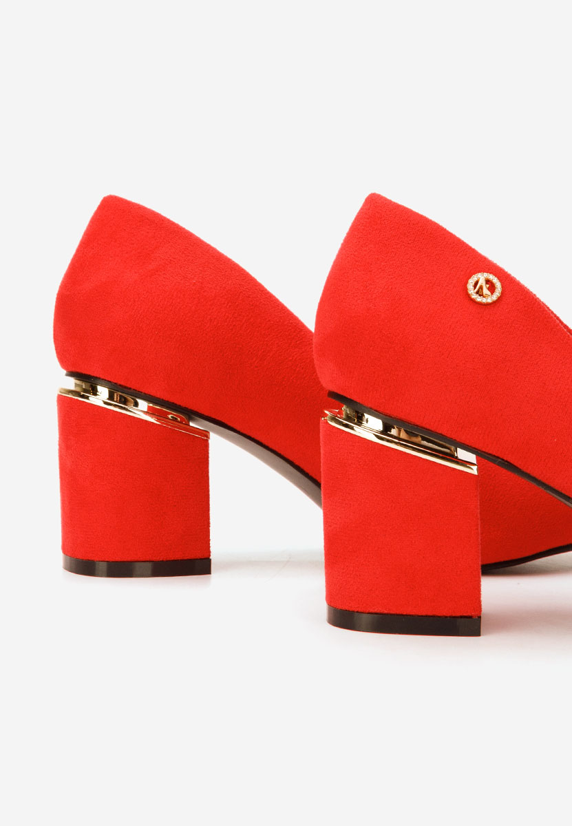 Červené lodičky na hrubém podpatku Nelia V5
