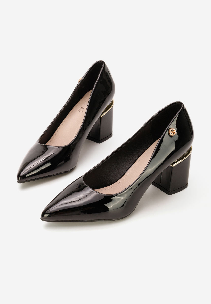 Černé lodičky na hrubém podpatku Nelia V6