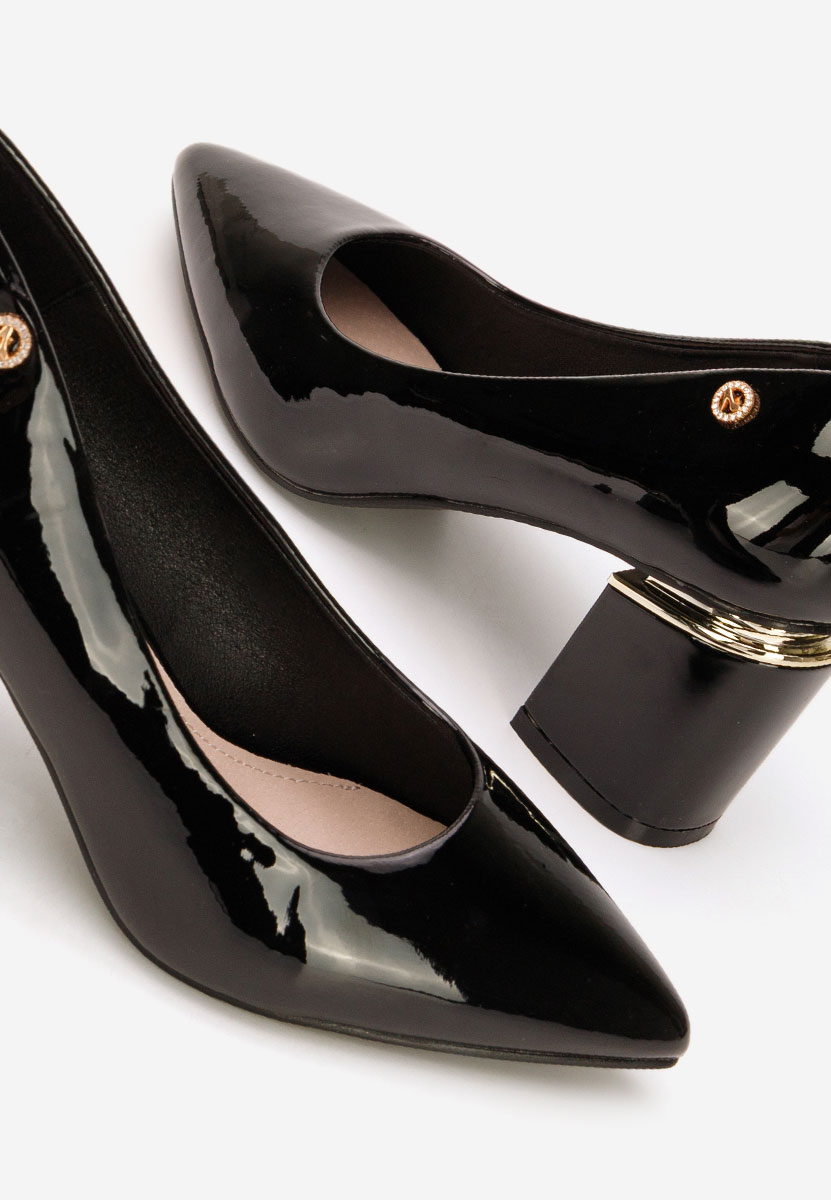 Černé lodičky na hrubém podpatku Nelia V6