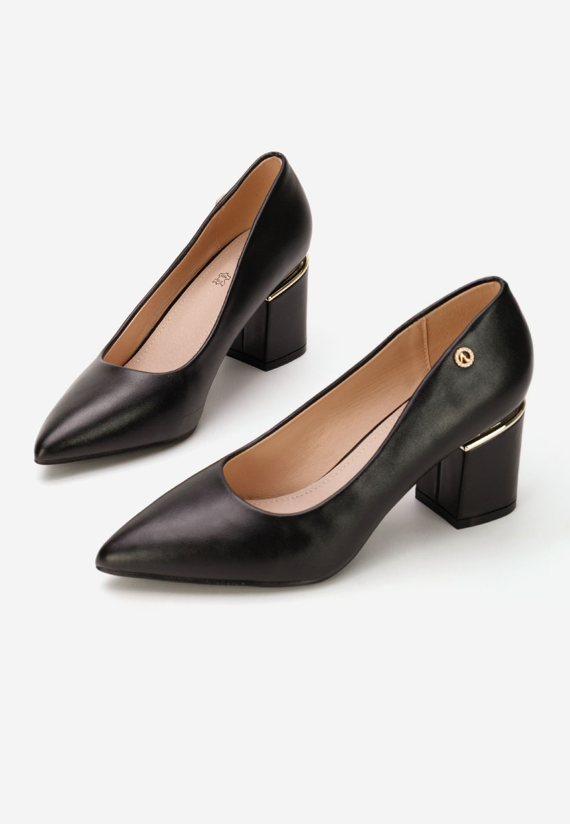 Černé lodičky na hrubém podpatku Nelia V4